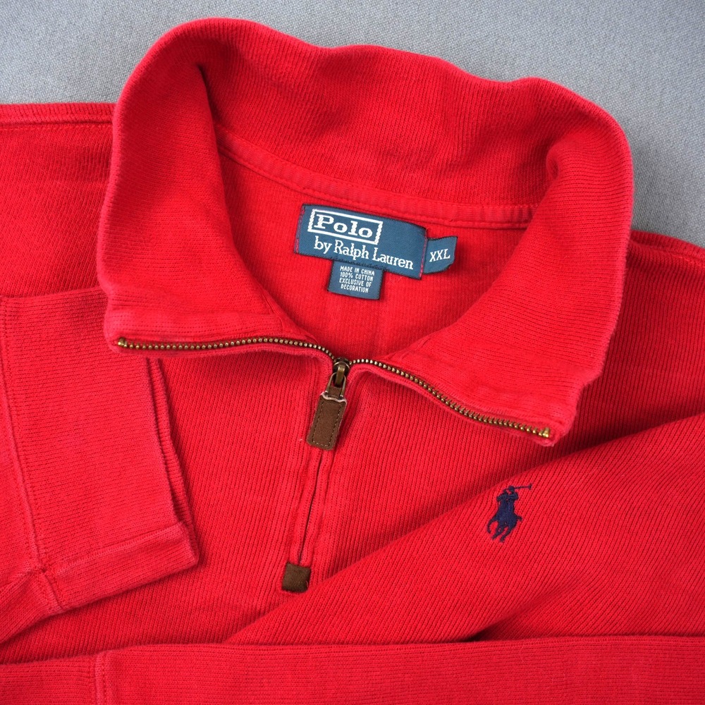 Polo Ralph Lauren Red Quarter Zip Long Sleeve Pullover Mens XXL